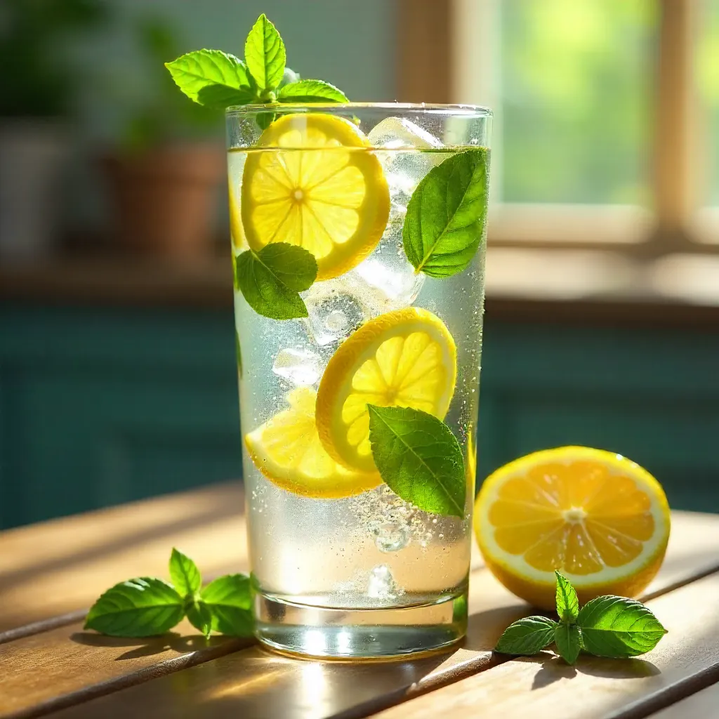 Vibrant Lemon-Basil Infused Water Glass