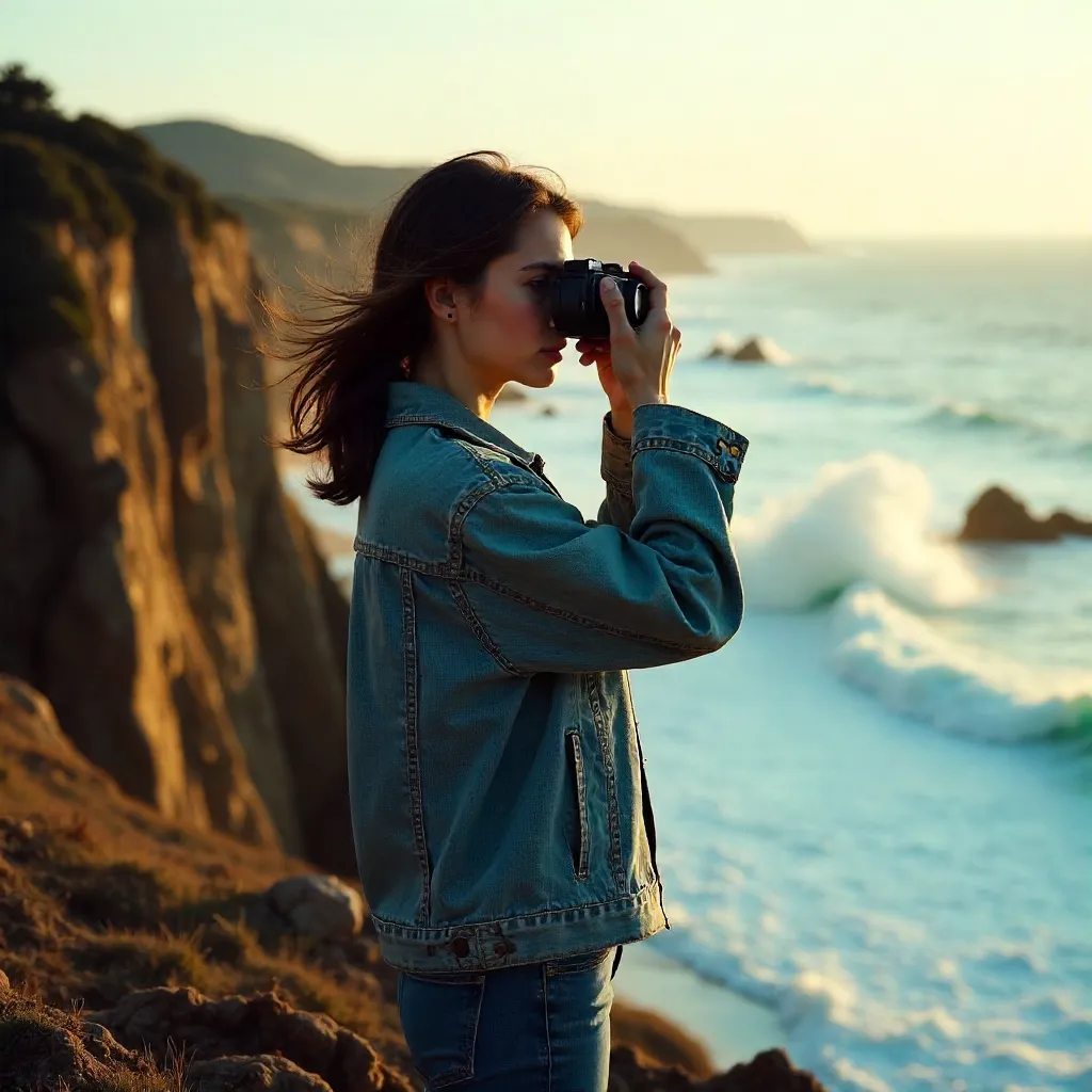 Vertical Portrait: Retro Camera on Clifftop