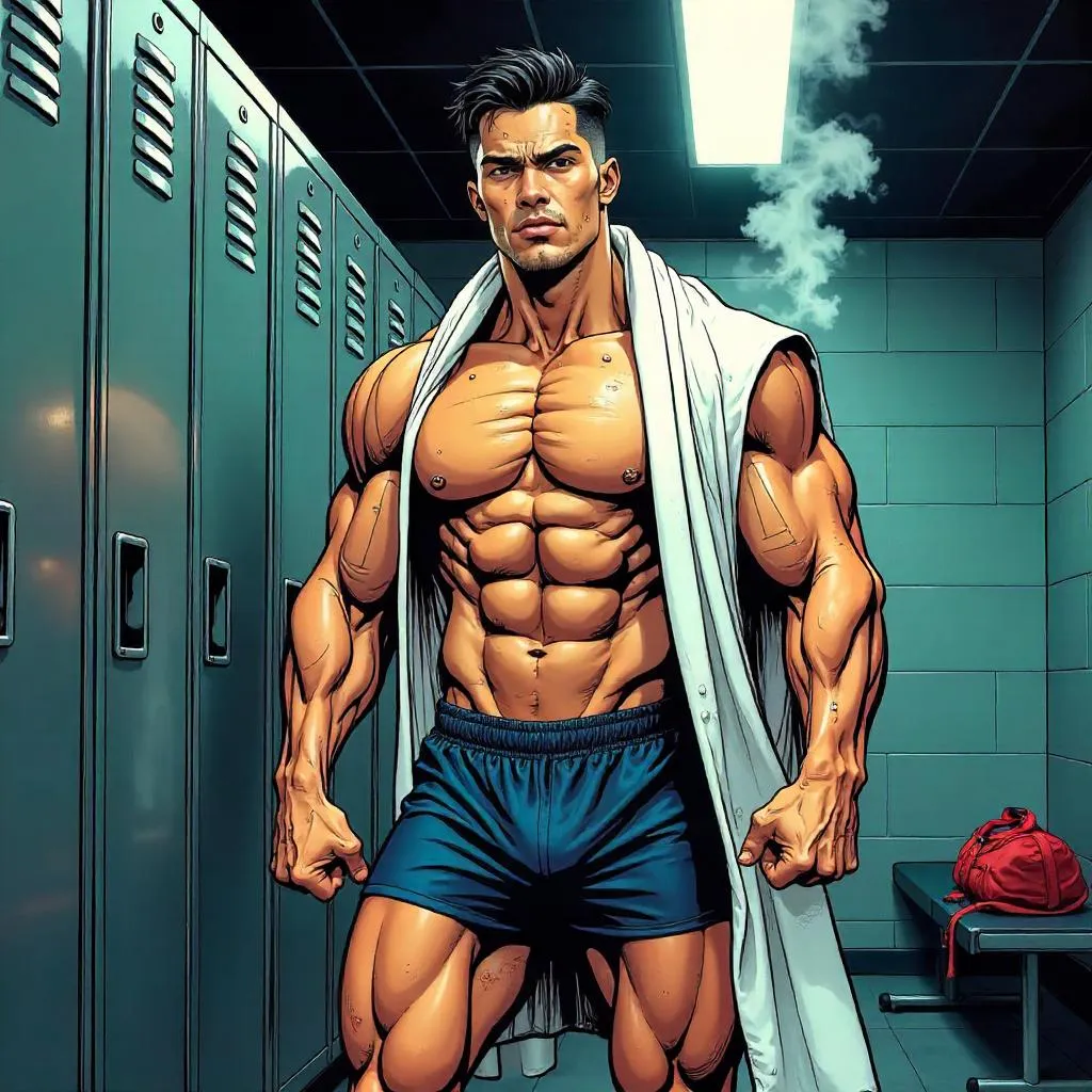 Locker Room Hero: Handsome Asian Man in Comics