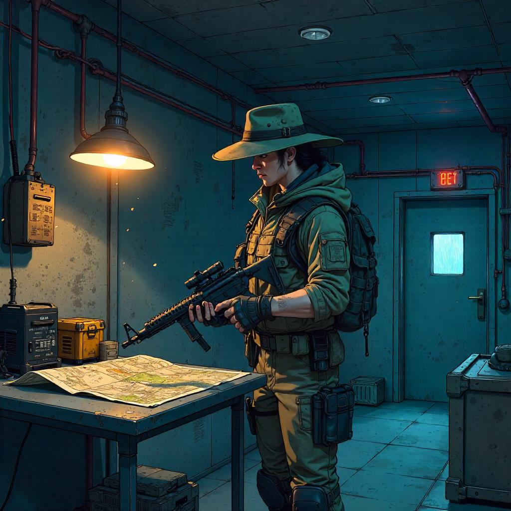 Anime Ranger in a Dim Post-Apocalyptic Bunker