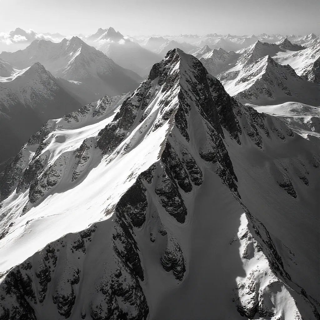 Monochrome Aerial View of Kitzsteinhorn Summit