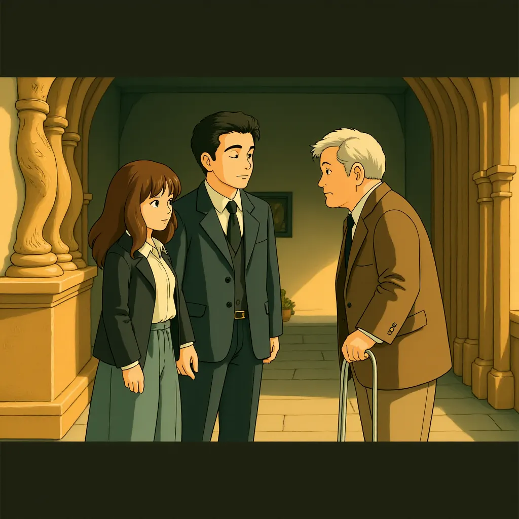 Tom Hanks, Ian McKellen, and Audrey Tautou in The Da Vinci Code (2006) - Anime style