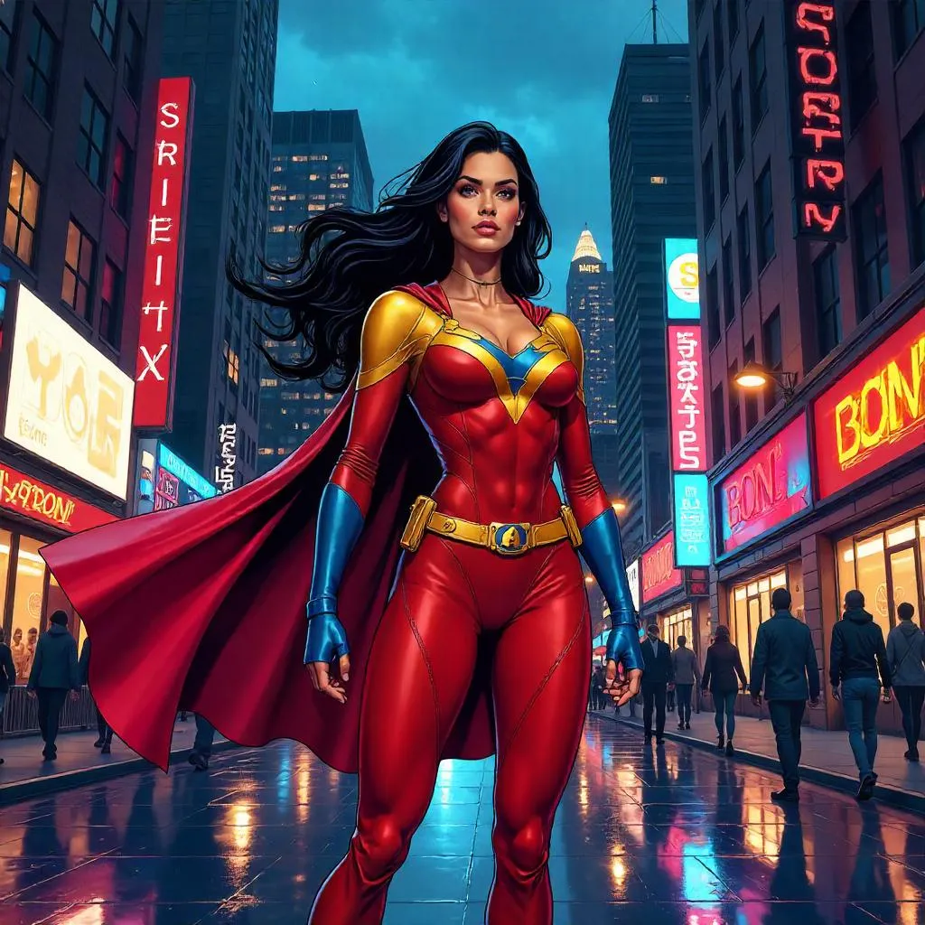 Latina Hero in Neon Downtown Comics