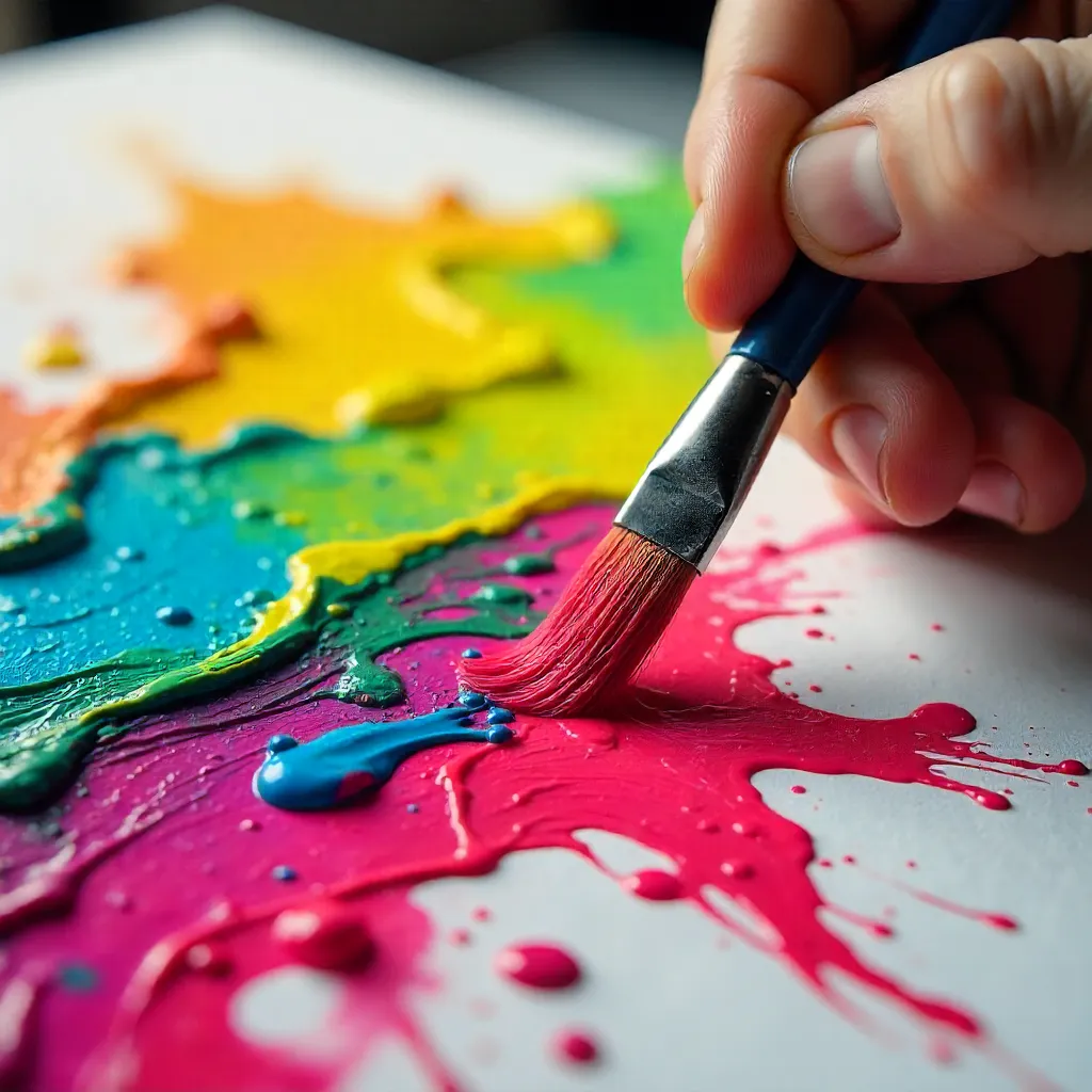 Vibrant Acrylic Hand Painting in Action