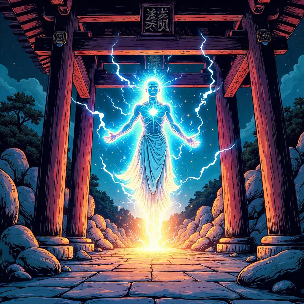 Energy Being Rises in the Shrine: Comic Style
