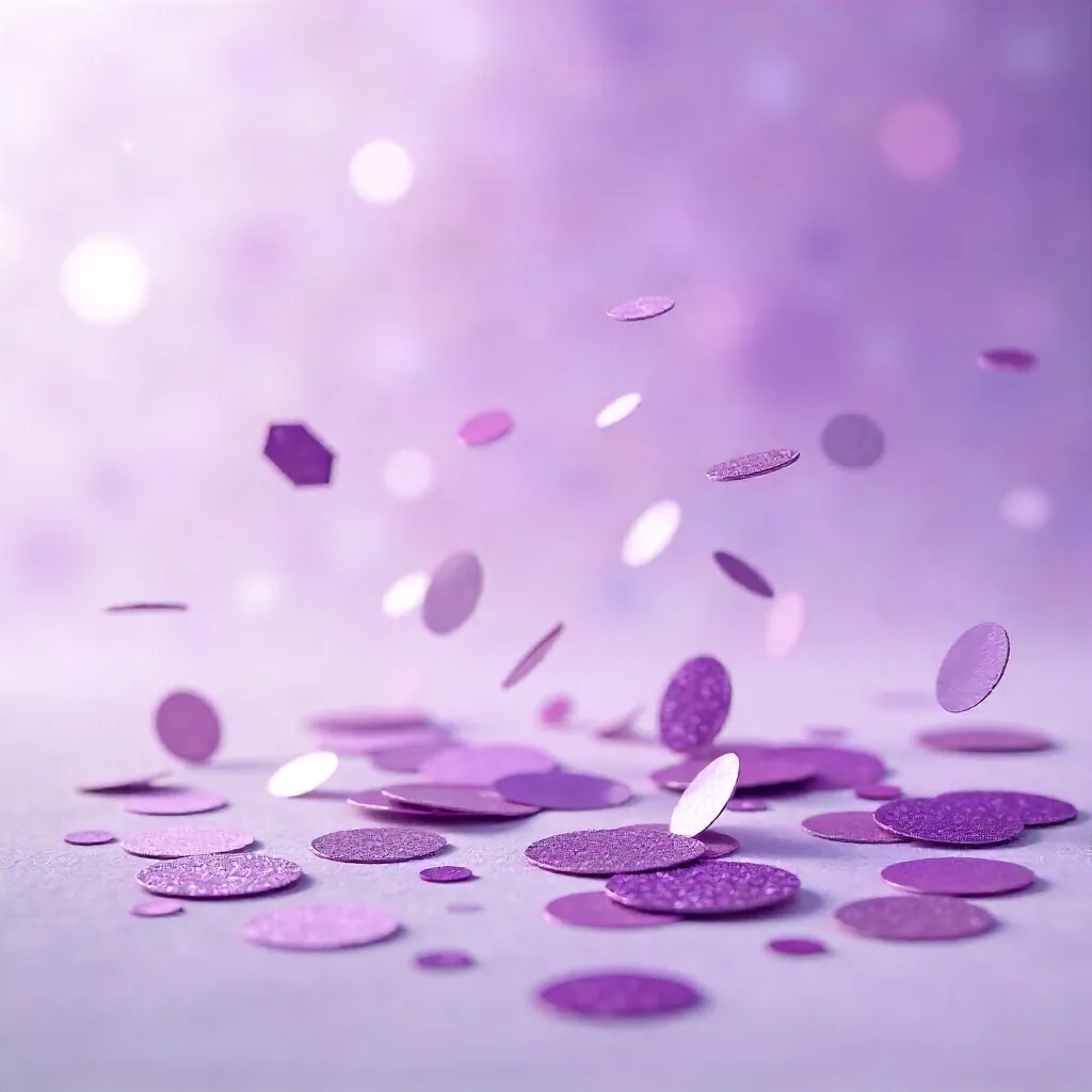 Sparkling Purple Confetti on a Light Purple Backdrop