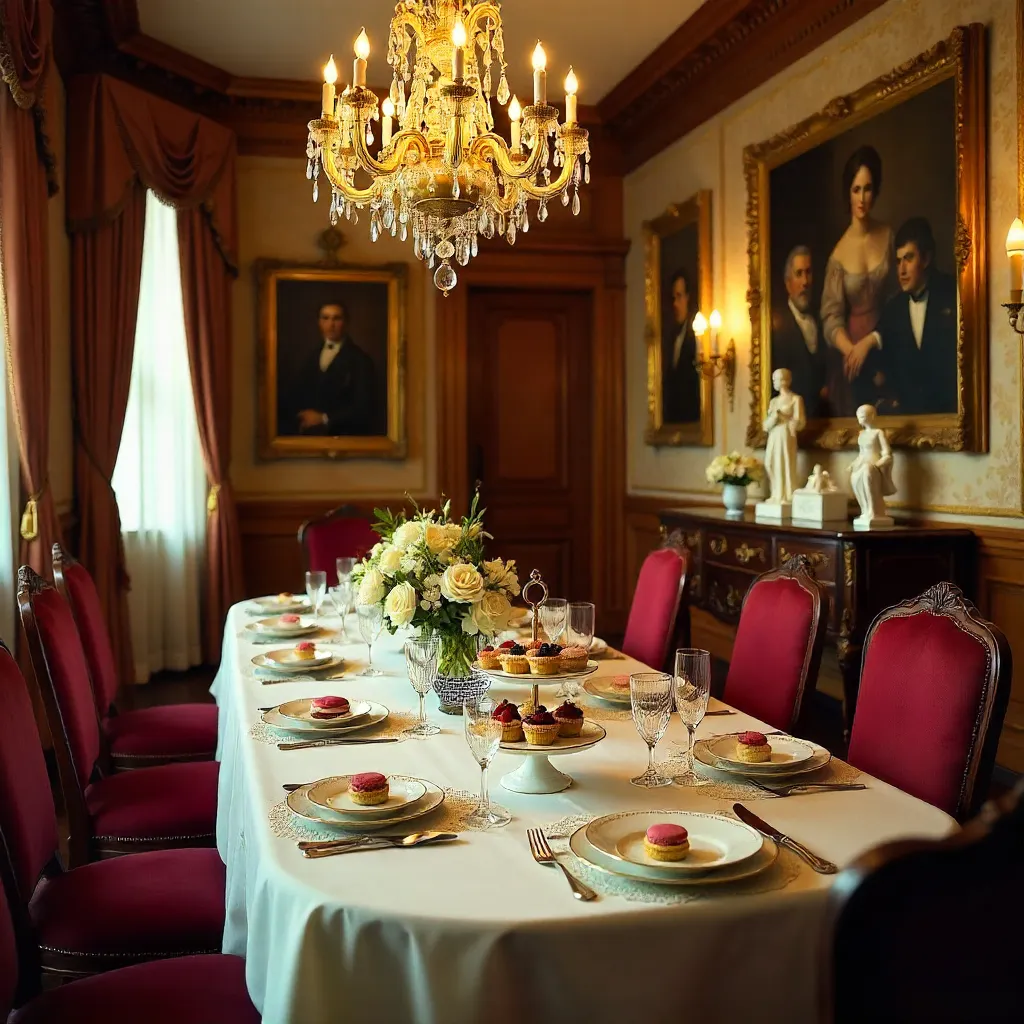 Elegant Vintage Dining Room with Portrait Treasures