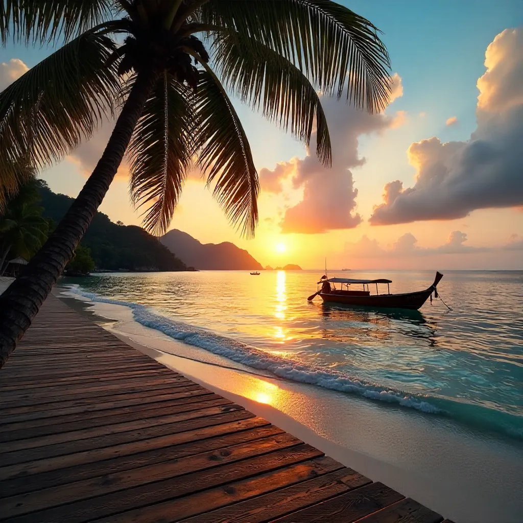 Tranquil Tropical Sunset Over Trat's Gulf of Thailand