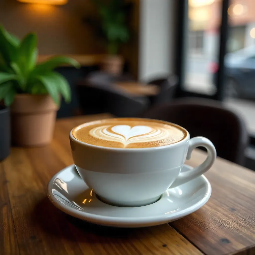 Heart-Shaped Latte at a Stylish Café