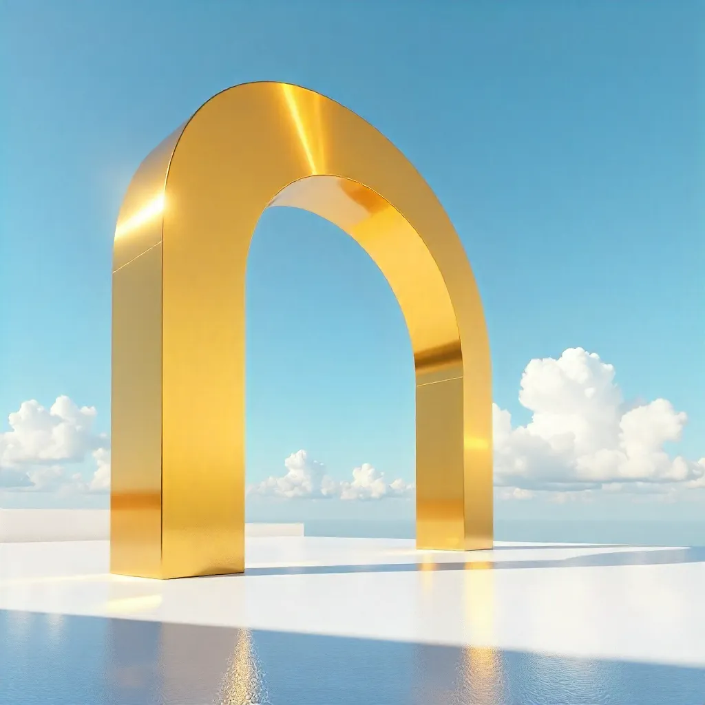 Golden Arch: Modern Design Against Clear Sky