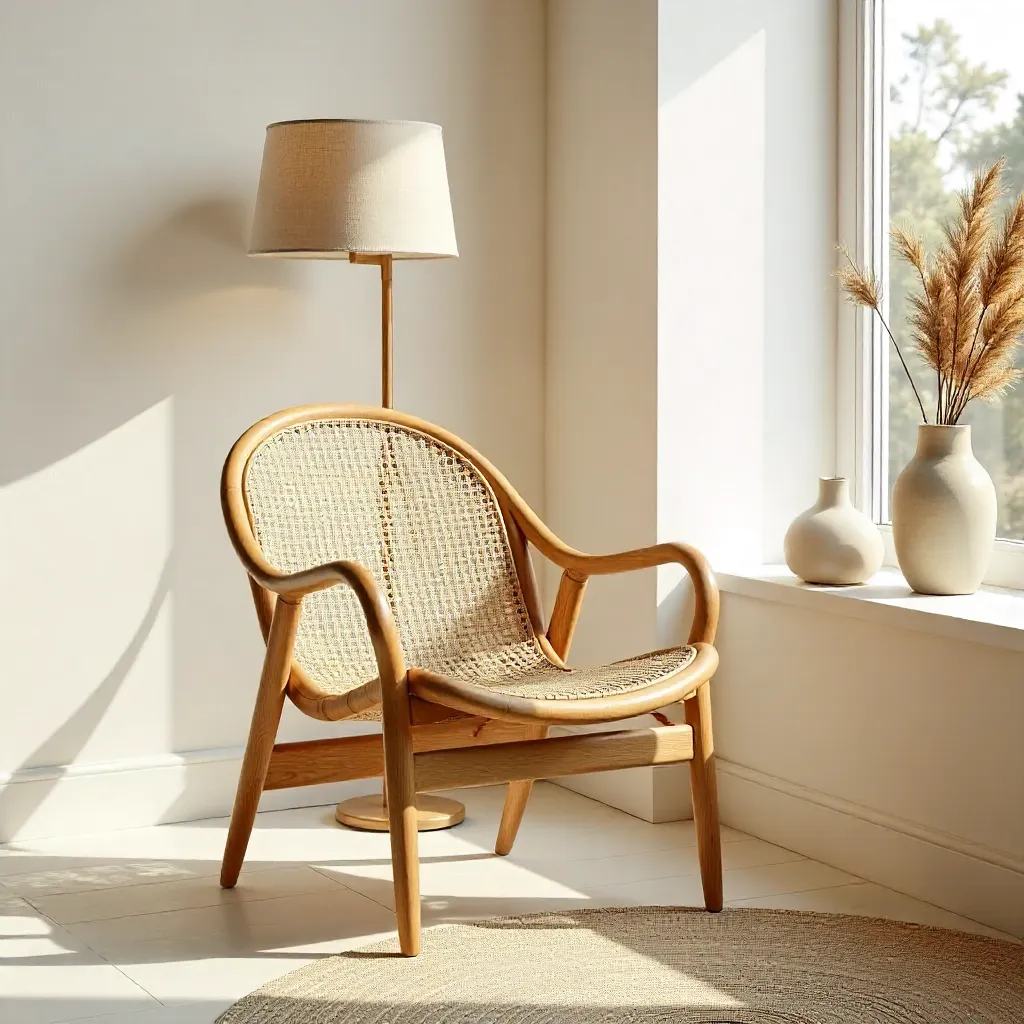 Elegant Rattan Chair in Minimalist Neutral Space