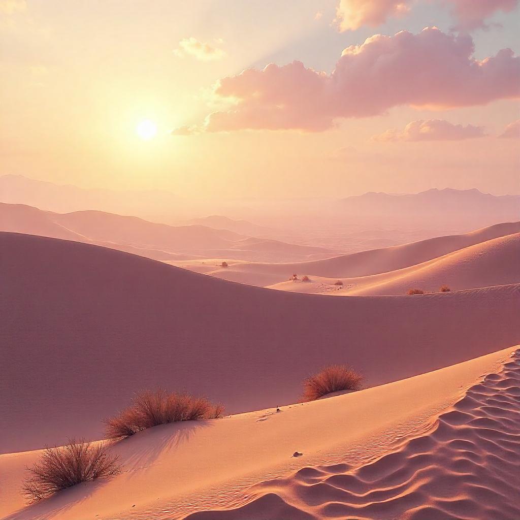 Morning Mist over the Desert: Digital Dreamscape