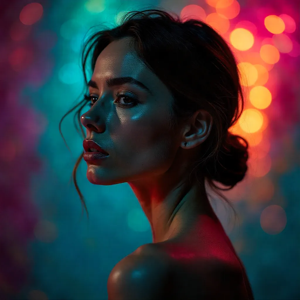 Dramatic Portrait with a Colorful Backdrop