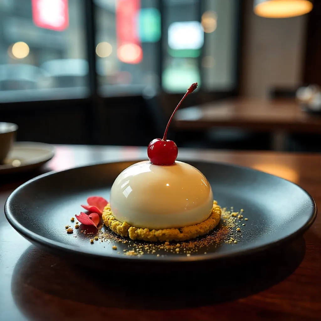 Sakura Cherry Garnish Dessert in Tokyo Fine Dining
