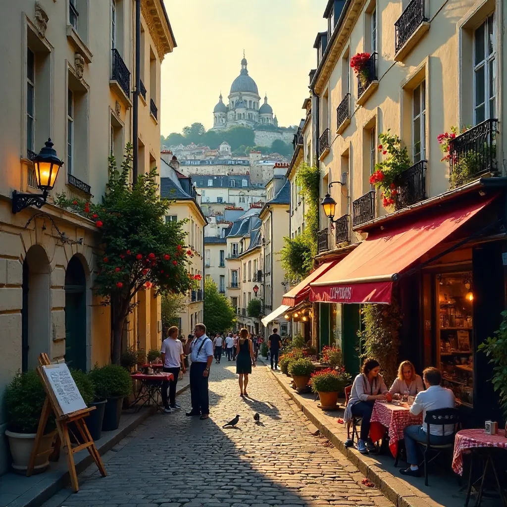 Montmartre Street Scene: Classic Paris Life