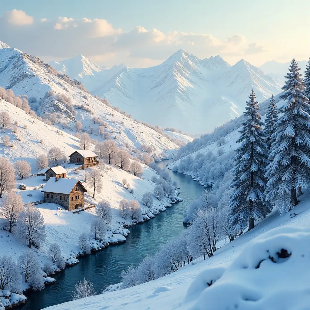 Snow-Covered Hills and Valleys of Kars, Türkiye