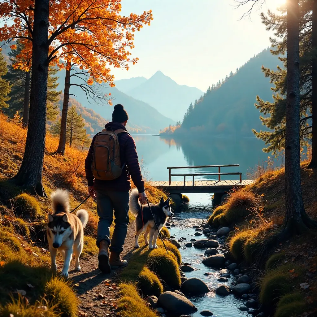 Autumn Hike with Husky in Trøndelag, Norway