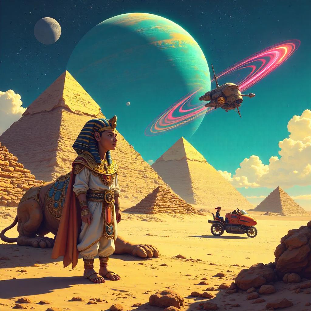Anime Egypt: Planetary Dawn over the Pyramids