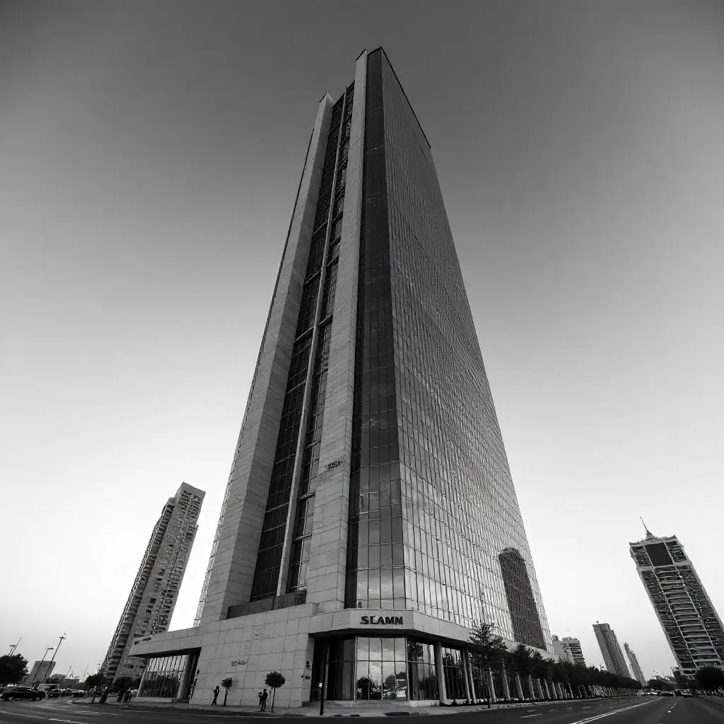 Monochrome Doha Skyscraper: Modern Qatar Architecture