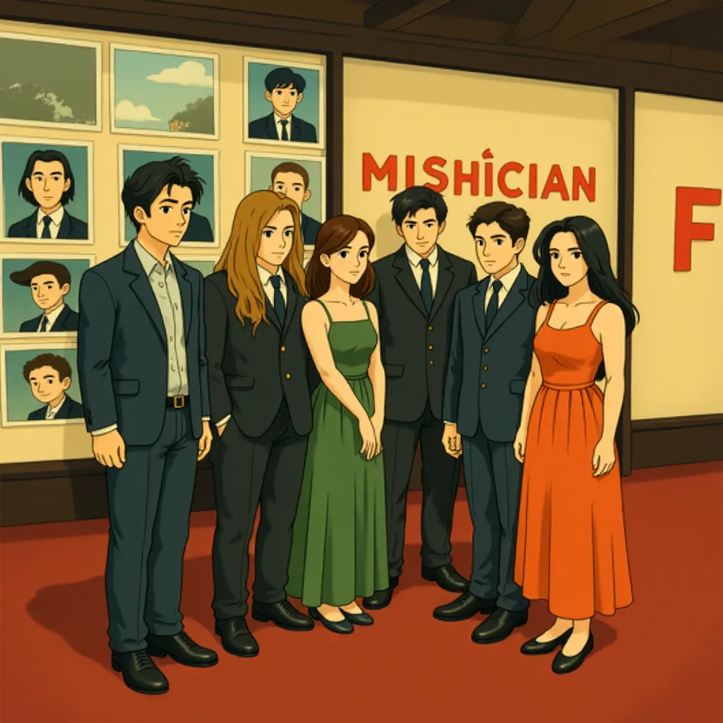 Tom Hanks, F. Murray Abraham, Benicio Del Toro, Wes Anderson, Michael Cera, Bryan Cranston, Hope Davis, Scarlett Johansson, Scott Shepherd, Stephen Park, and Mia Threapleton at an event for The Phoenician Scheme (2025) - Ghibli style
