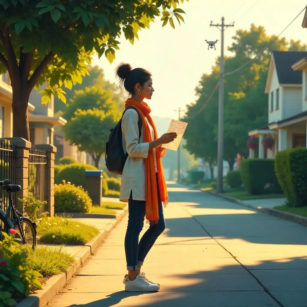 Suburban Evening: Indian Woman Concept Art