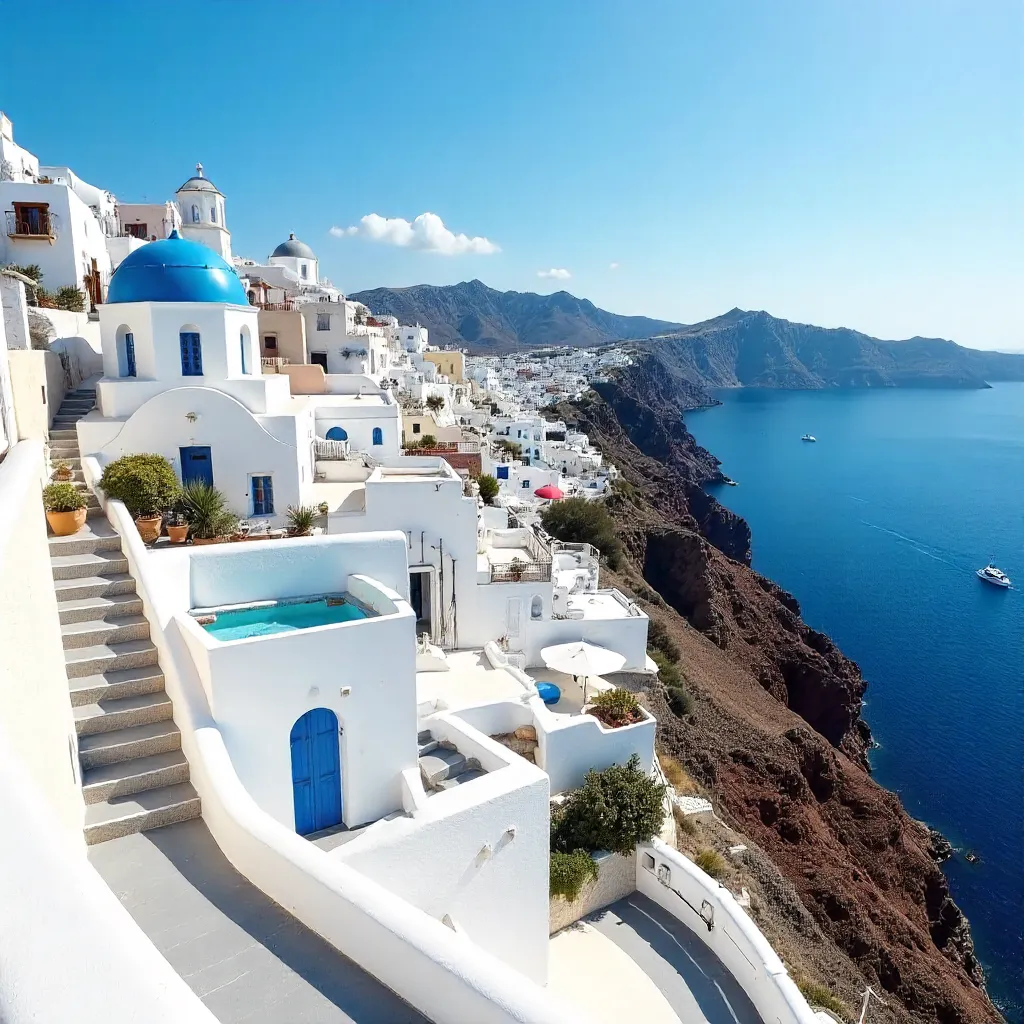 Santorini Fira: Whitewashed Dwellings and Blue Domes