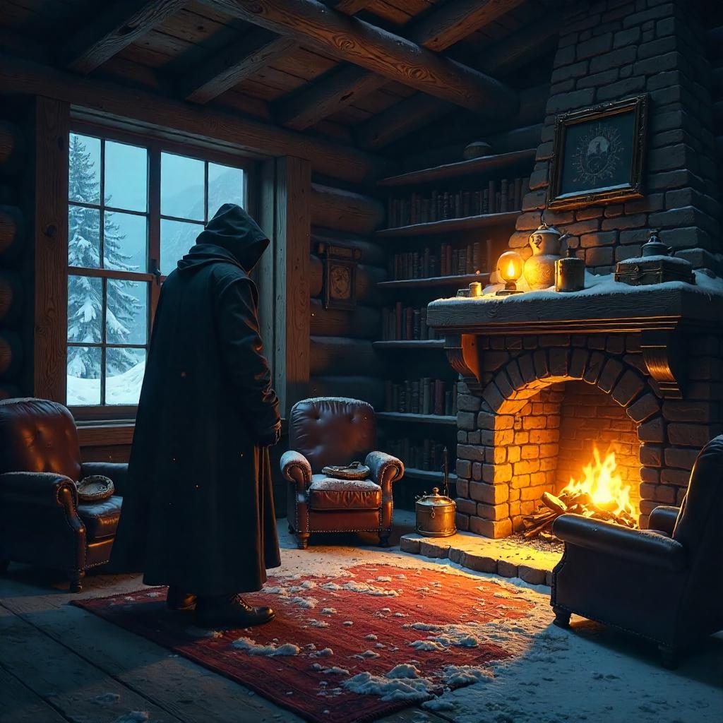 Thief in a Snowbound Log Cabin - Concept Art