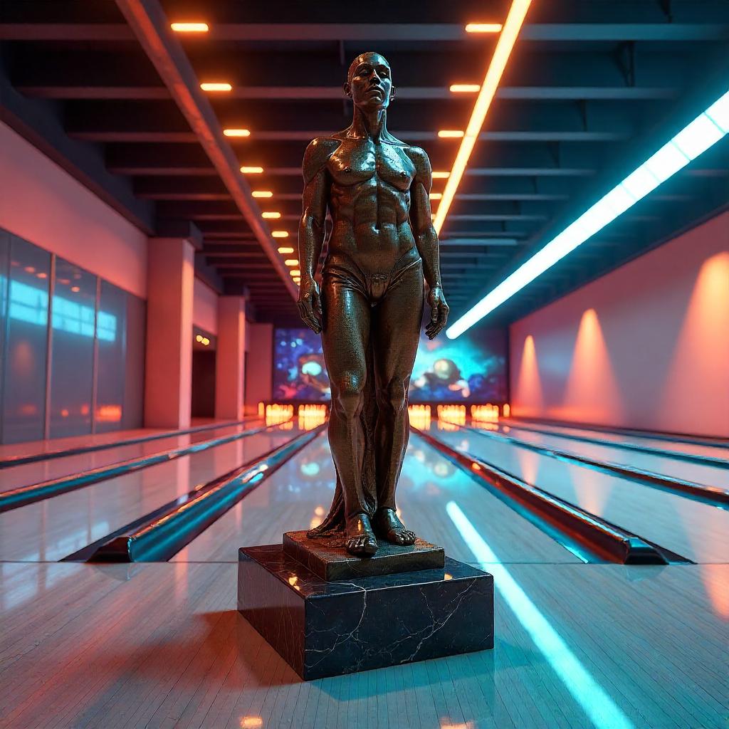 Monument Emerges Inside a Neon Bowling Alley