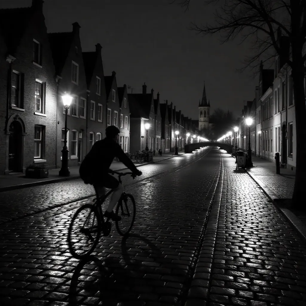 Blurred Night Ride Through Bruges