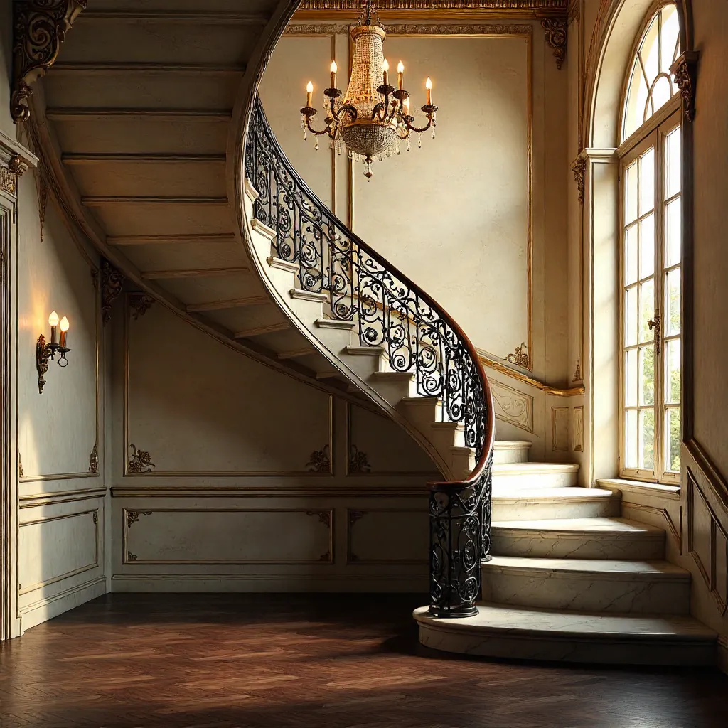 Elegant Spiral Staircase in Hamburg: Intricate Filigree Design