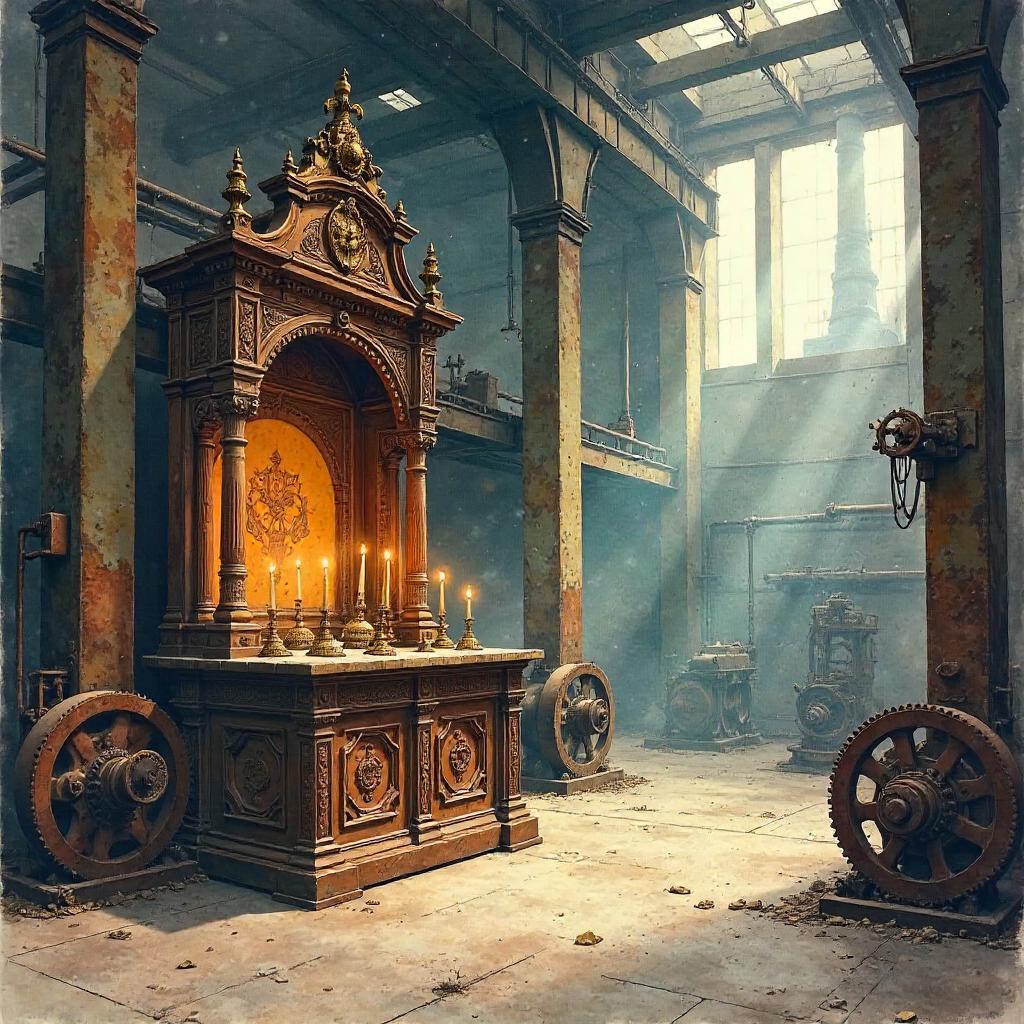 Watercolor Altar in an Industrial Factory