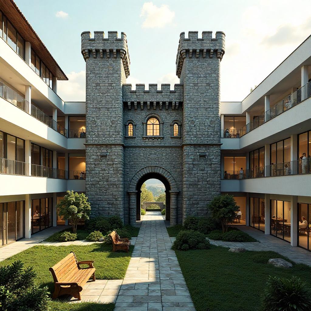 Castle in a Modern Hospital Courtyard