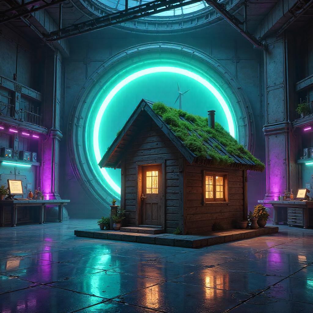 Hut in a Futuristic Portal Lab (3D Render)