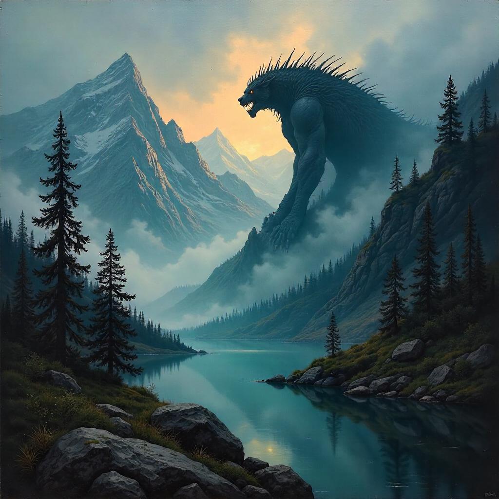 Shadow Creature in a Mountain Valley