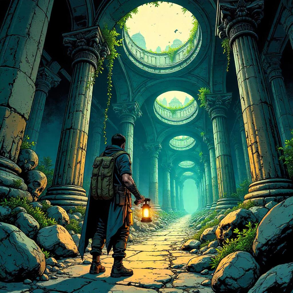Ruins and Reflections in a Comic Mirror Maze