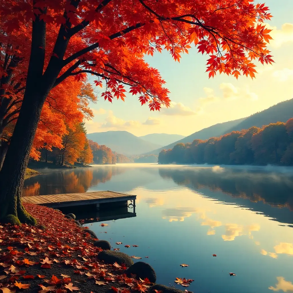Autumn Tranquility Over a Serene Lake