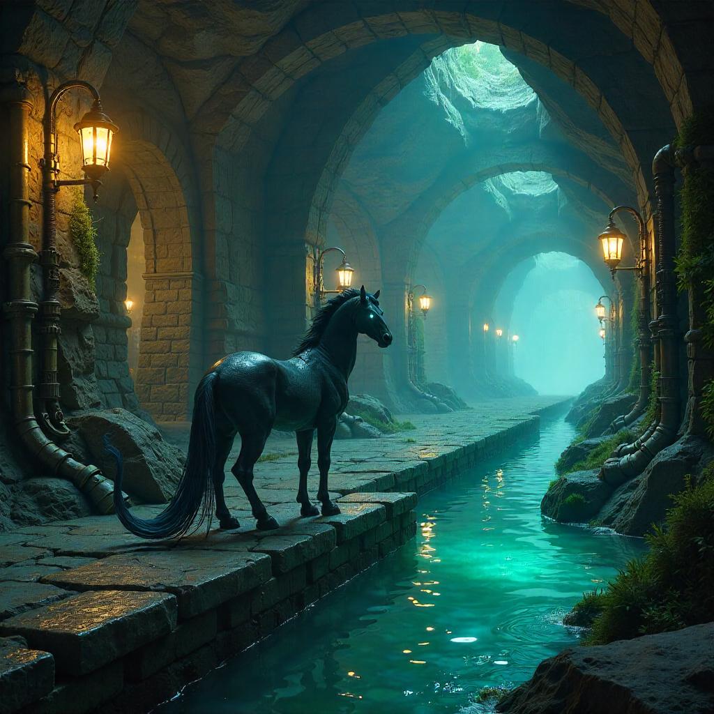 Kelpie Concept Art in an Underground City