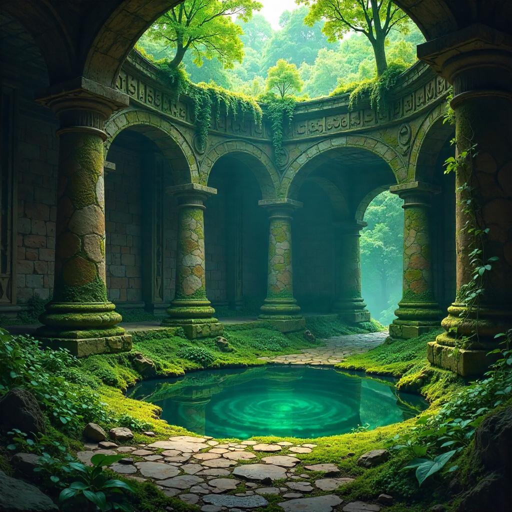 Ruins in the Forest: A Digital Art Scene
