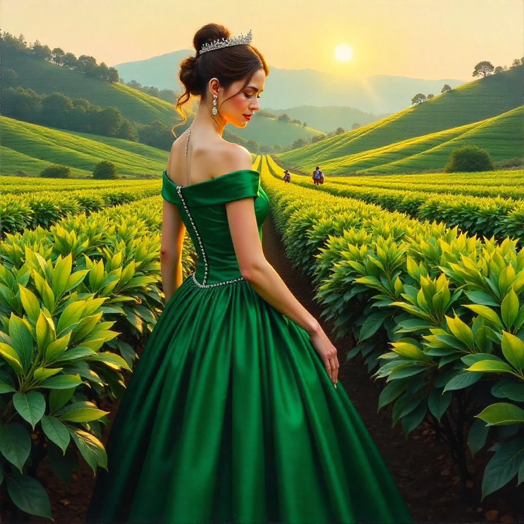 Princess in a Tea Plantation — Oil Painting