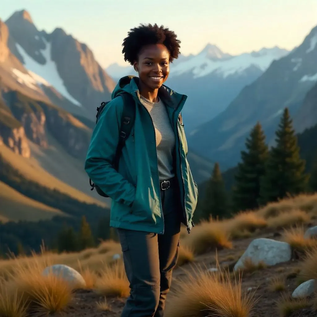 Confident Black Woman in Alpine Mountain Portrait