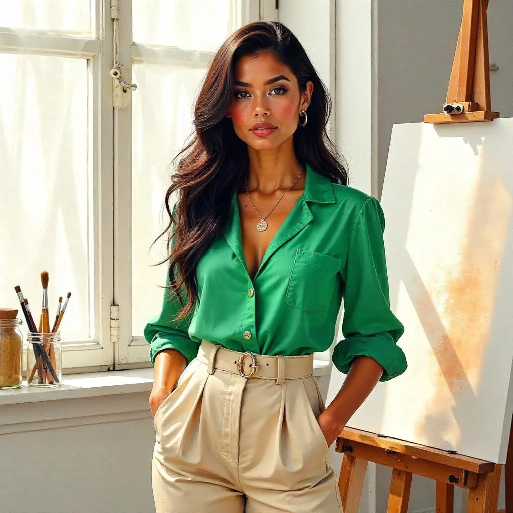 Watercolor Studio Portrait: Stylish Latina