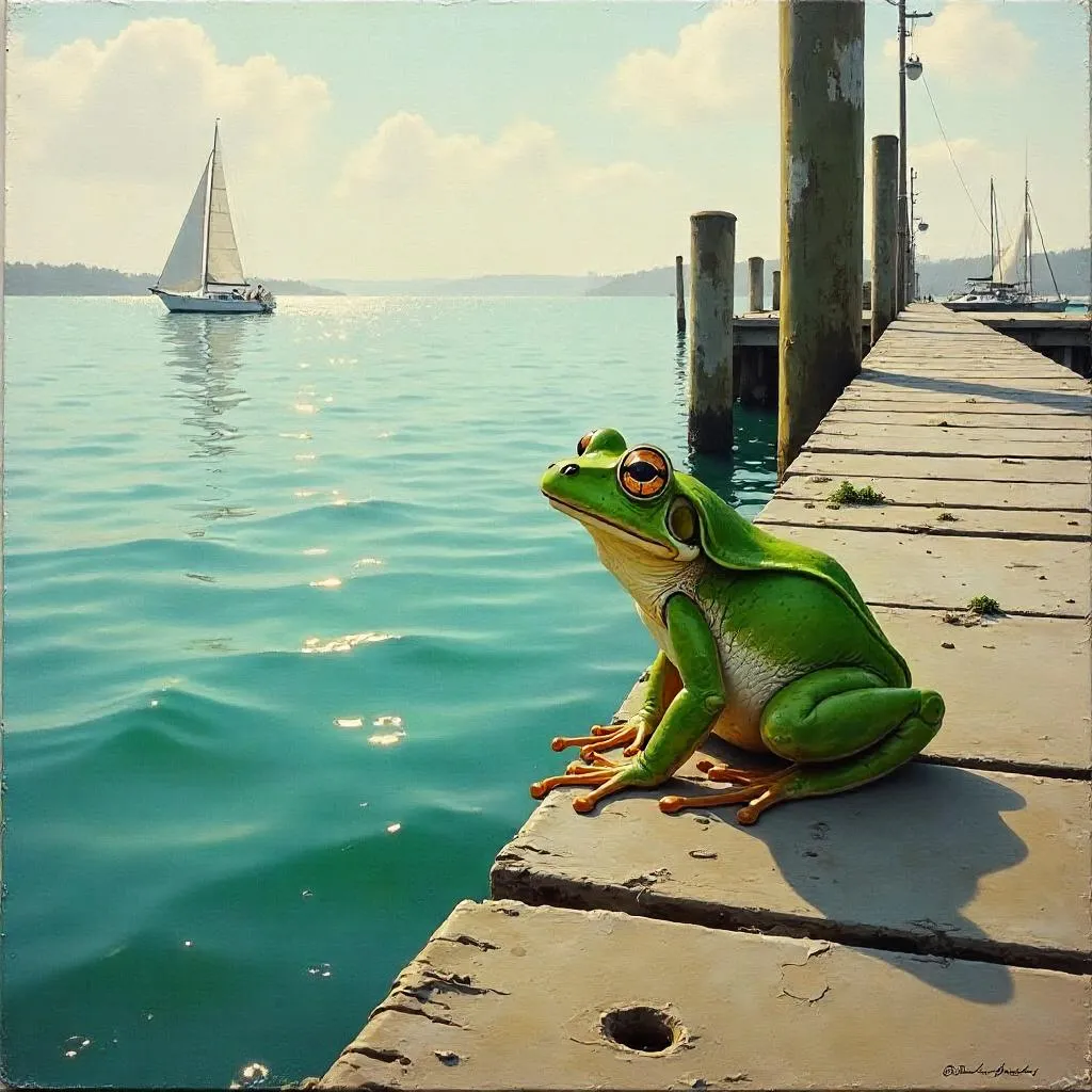 The Frog on the Pier: Dawn in Oil