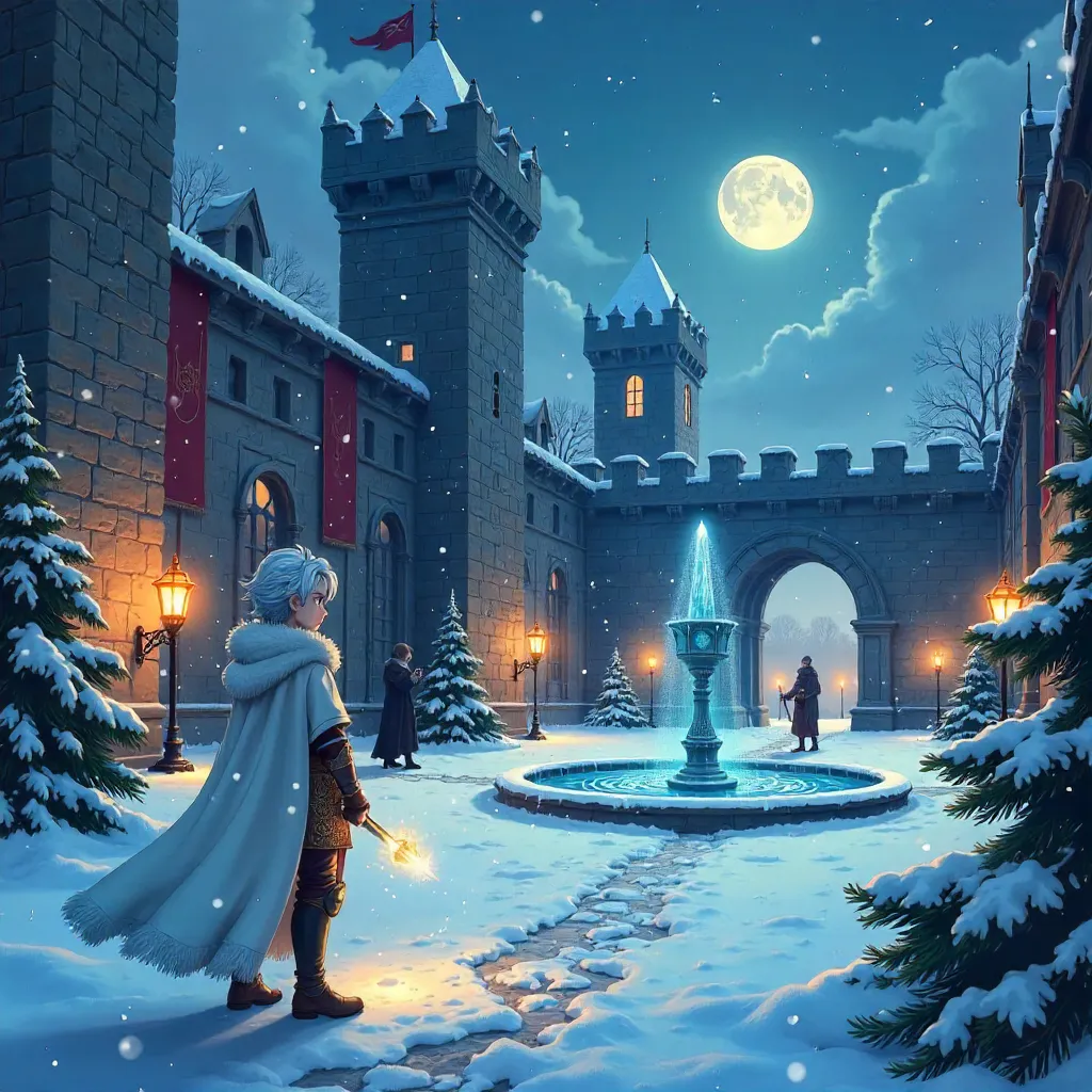 Snowbound Anime in a Medieval Castle
