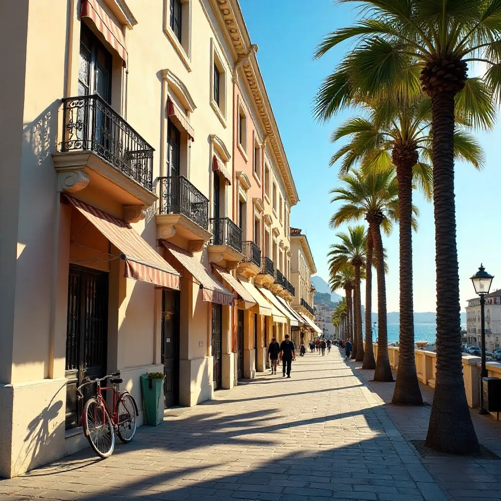 Classic Facade with Palm Trees in Nice, France