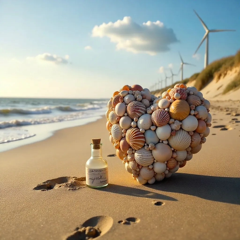 Seashell Heart on a Dutch Sandy Beach