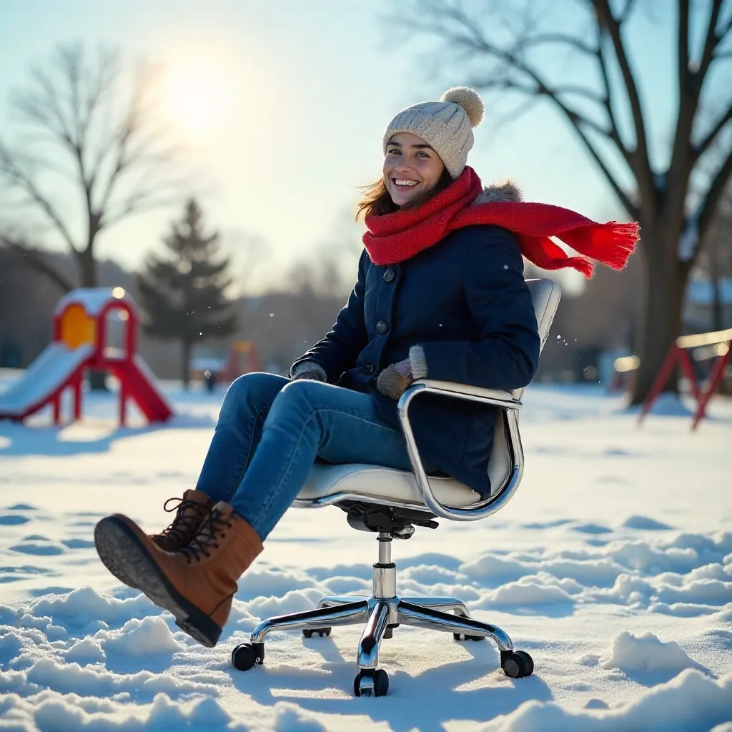 Spinning Chair, Snowy Playground Joy