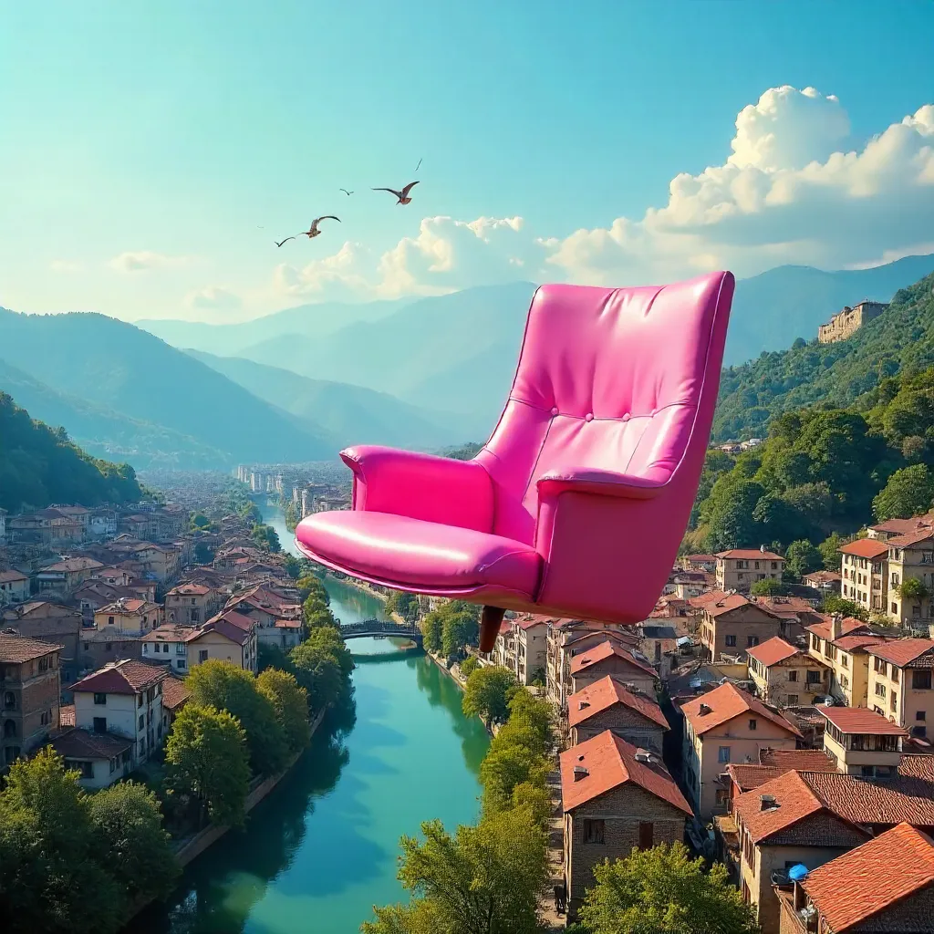 Skybound Pink Chair Over Tbilisi