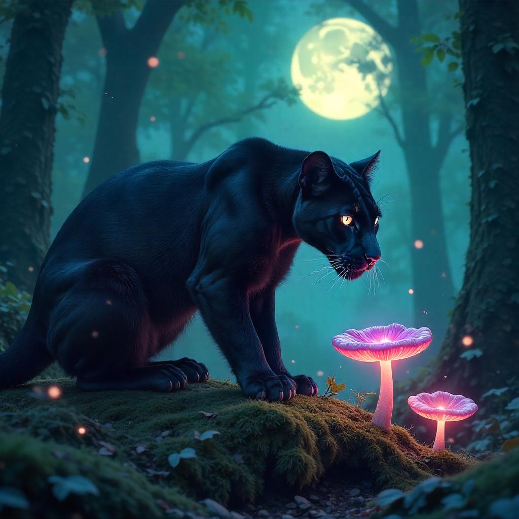 Moonlit Panther in a Fairy Ring