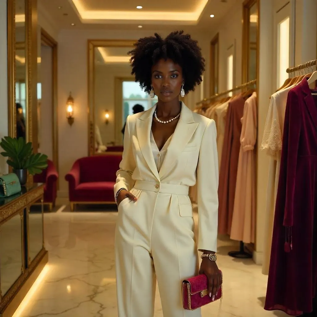 Elegant Black Girl in a Luxe Boutique