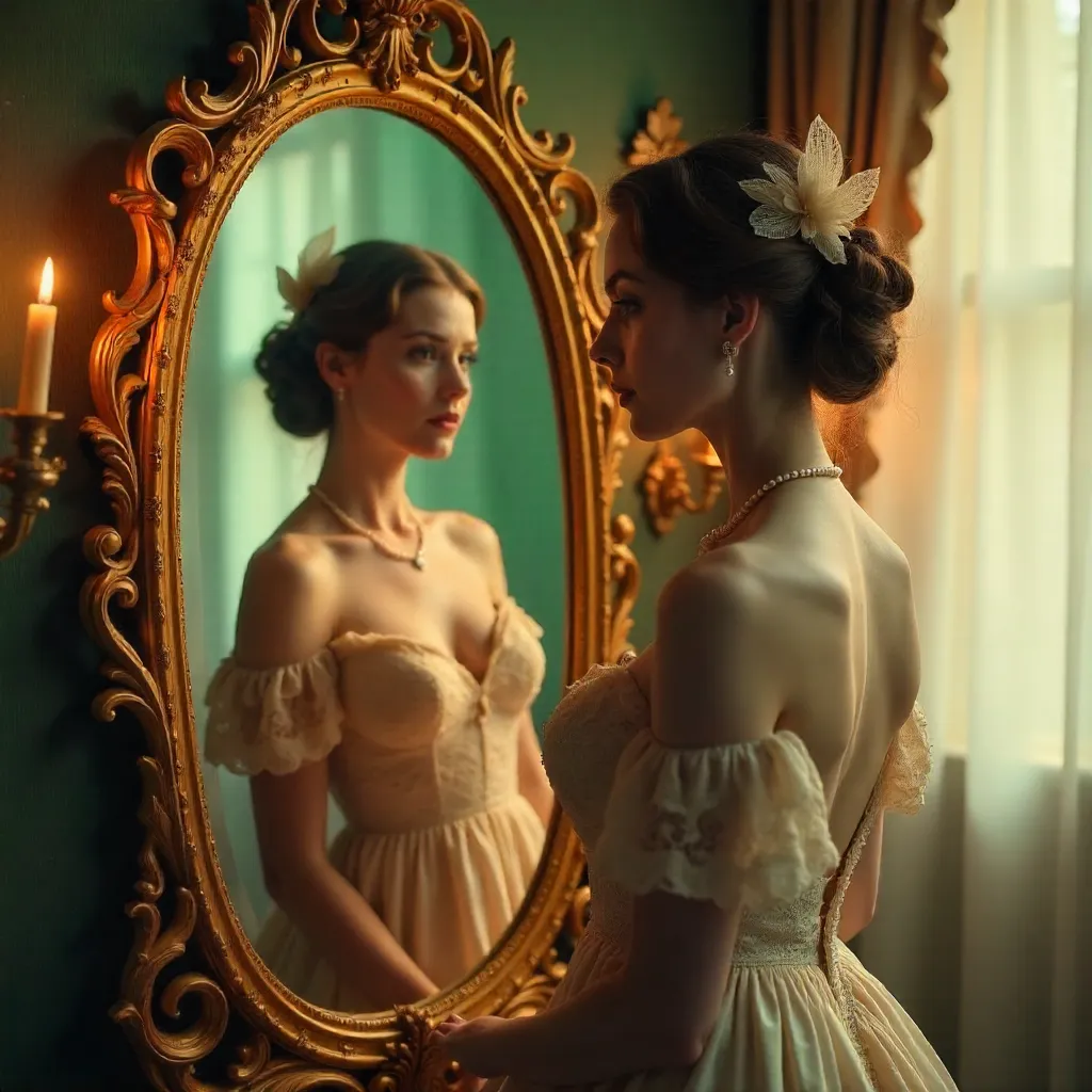 Dreamy Vintage Reflection in Gold Mirror